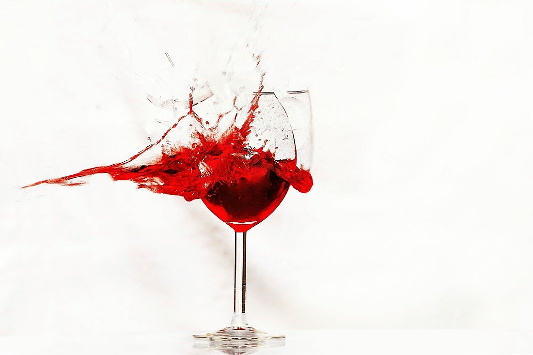 Shot wine glass, high-speed image