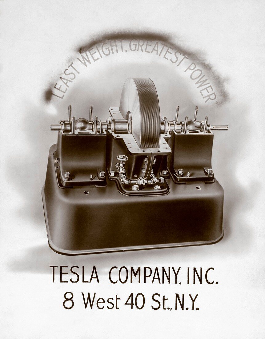 Tesla bladeless turbine, 1910s