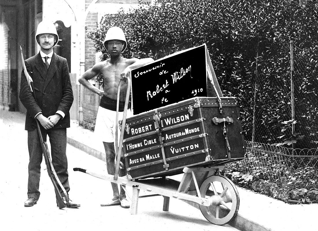 Early 20th Century traveller with Louis Vuitton luggage
