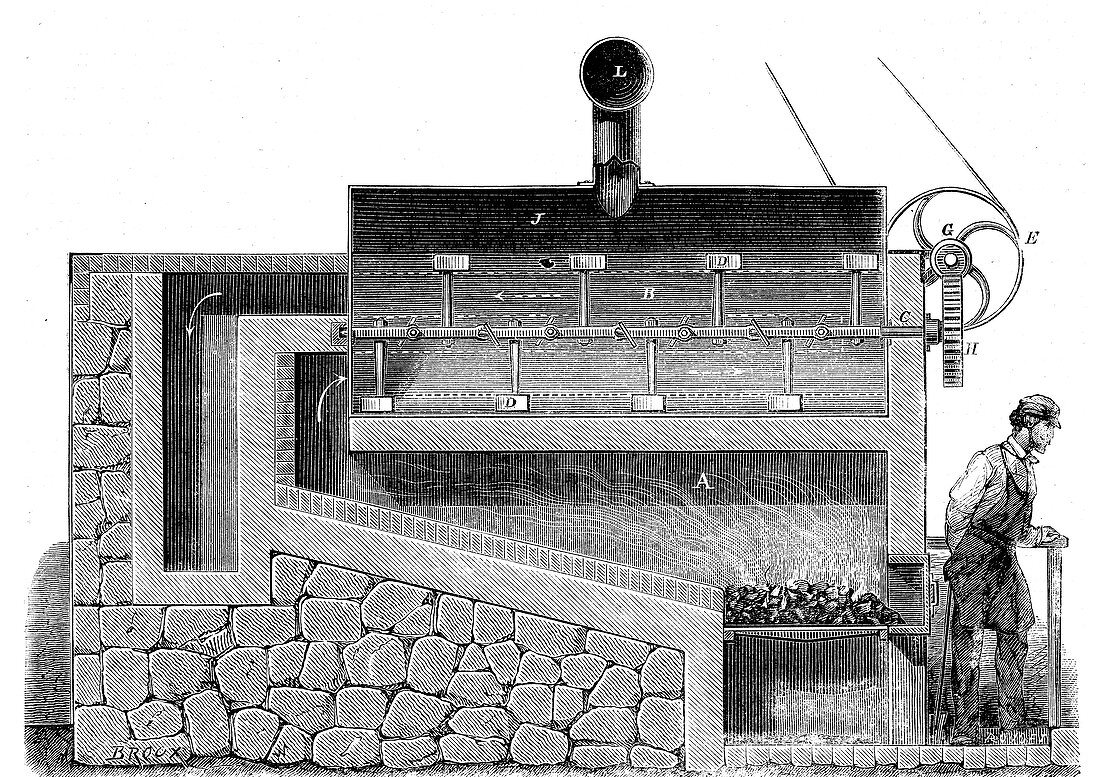 19th c. asphalt and bitumen production, illustration