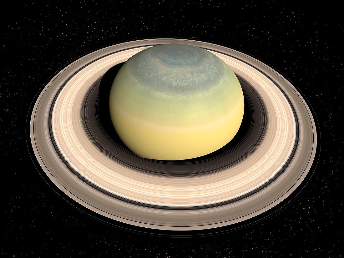 Saturn's north pole in winter, illustration