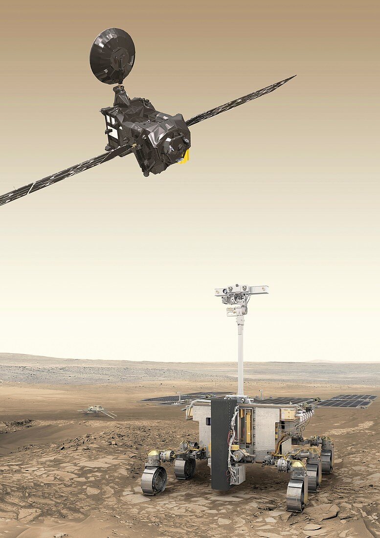 ExoMars orbiter and rover, illustration
