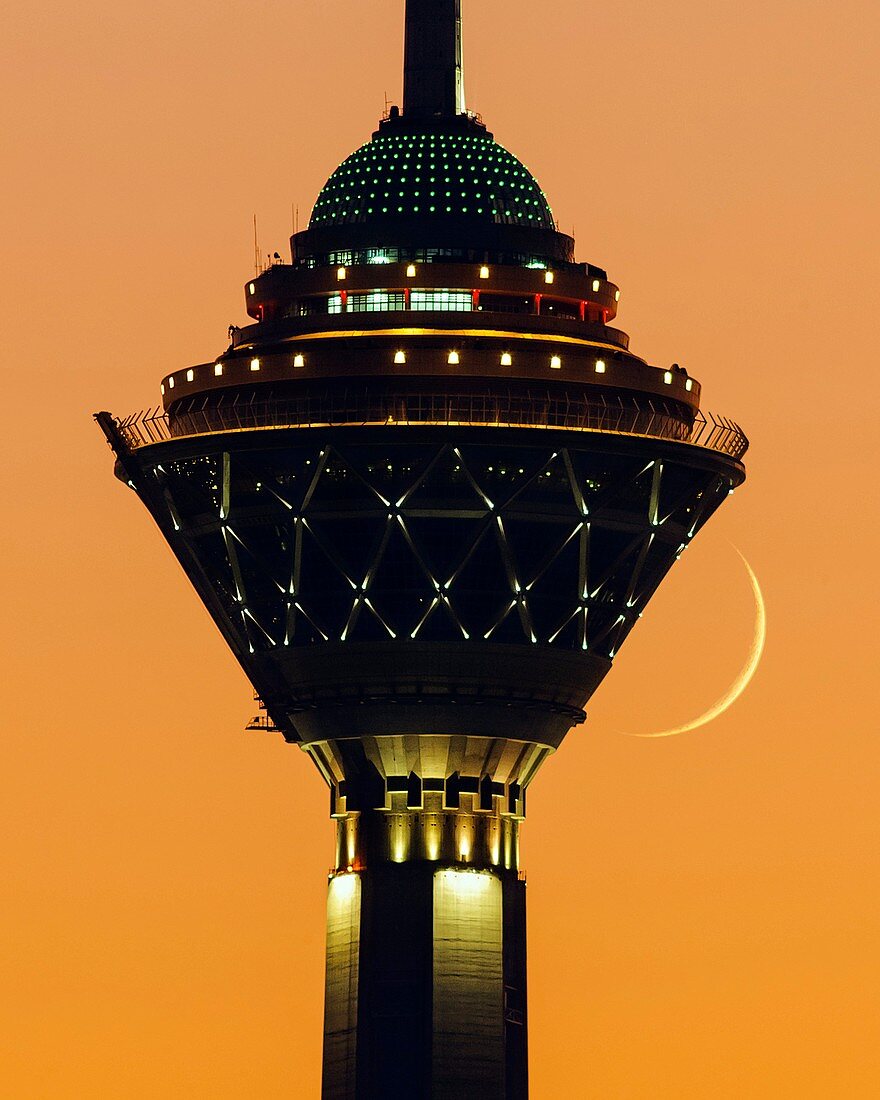 New moon and Milad Tower, Iran