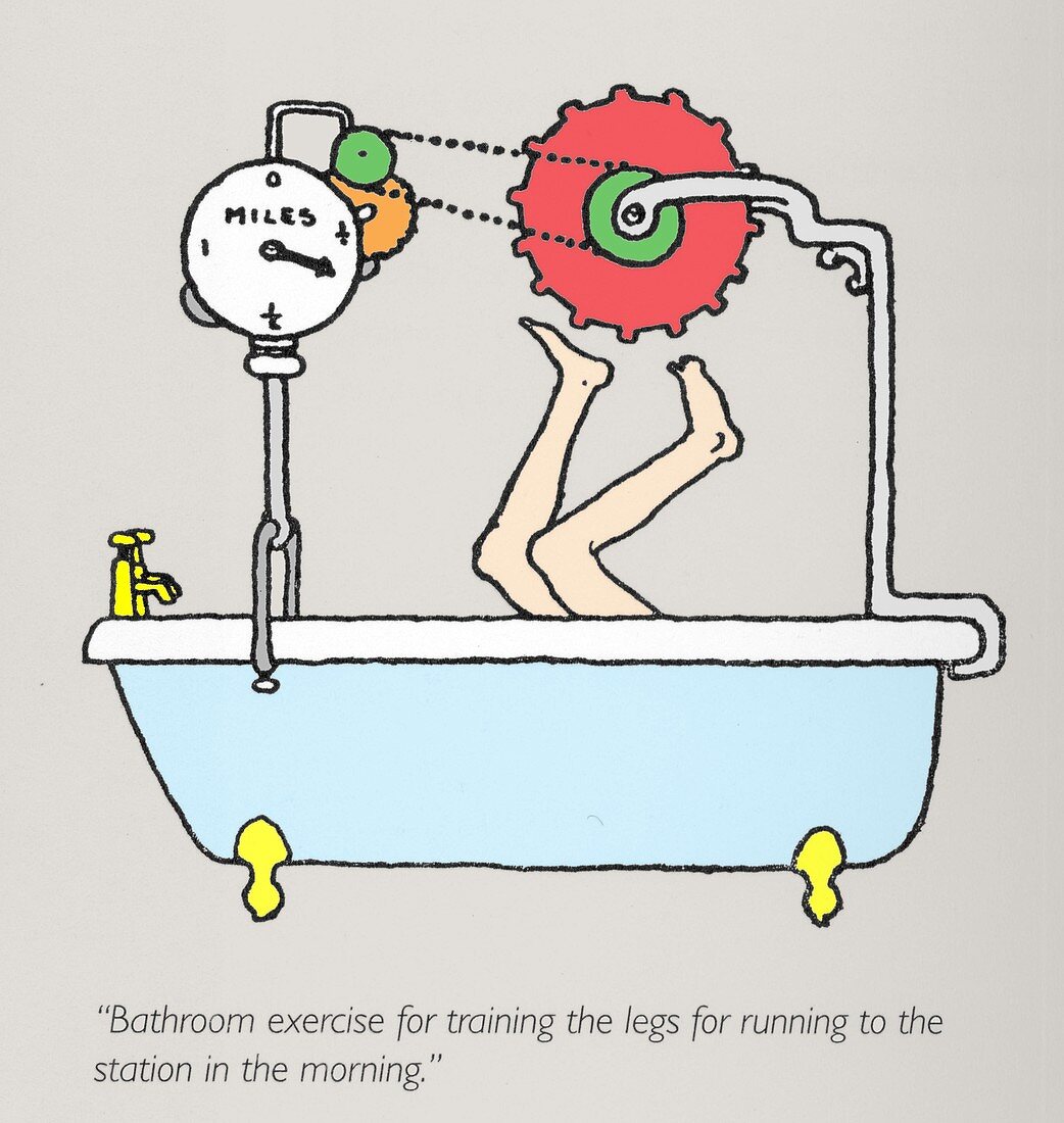 Bathroom exercise machine by W. Heath Robinson
