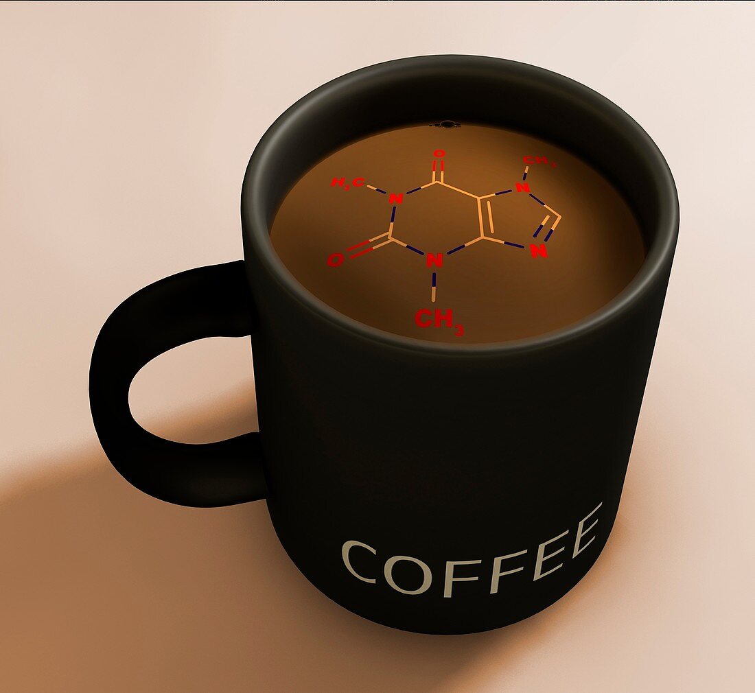 Artwork of Caffeine in Coffee, illustration