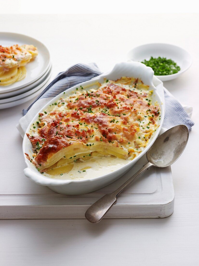 Cremiges Kartoffelgratin mit Speck