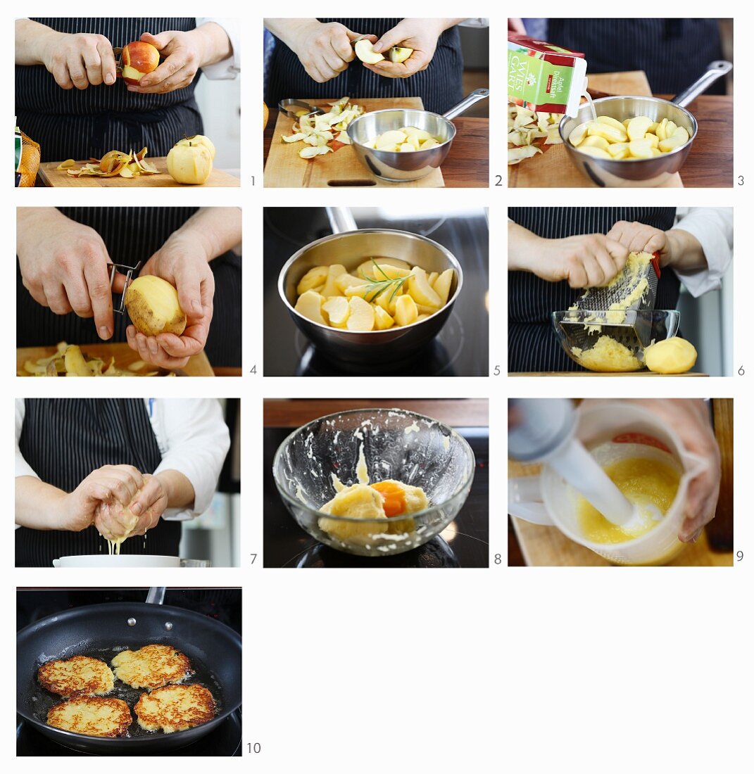 How to make potato fritters with apple sauce