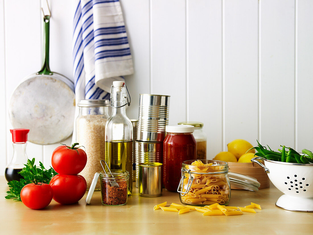 Ingredients for pasta and rice dishes