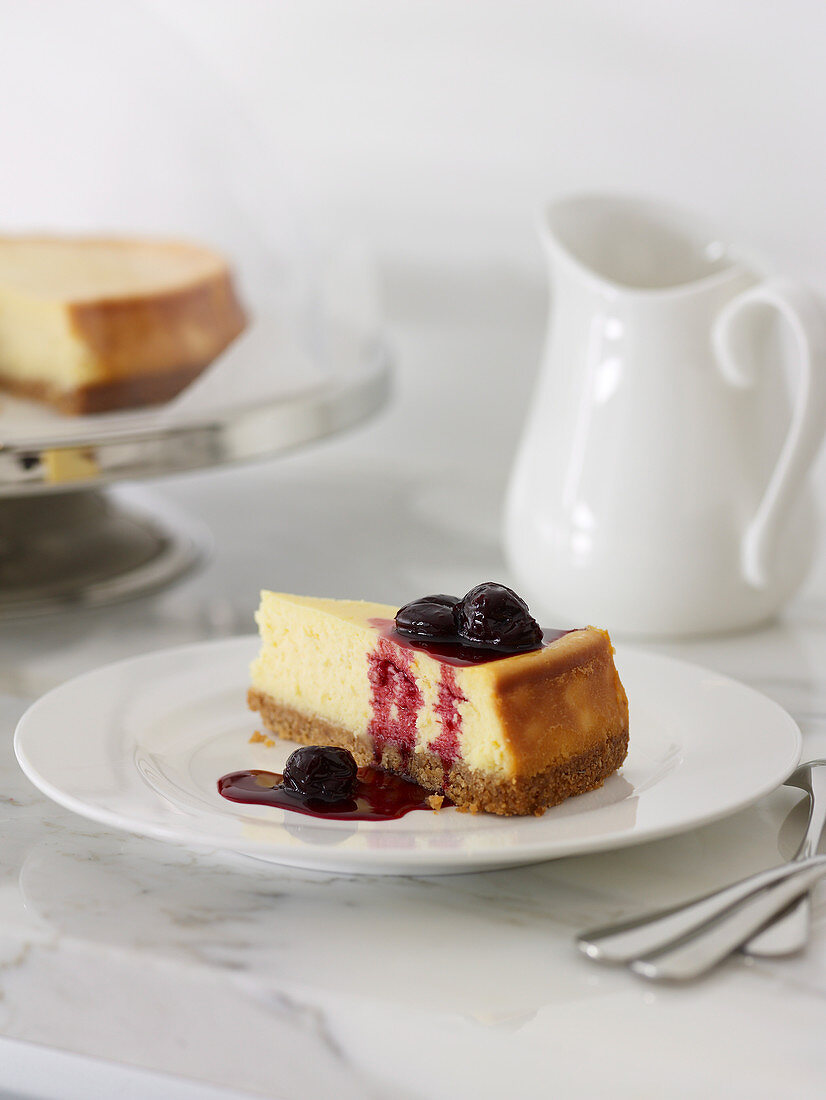 Baked Cheesecake with Liqueur Cherries