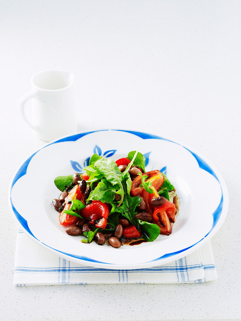 Roasted Capsicum, Tomato and Borlotti Bean Salad