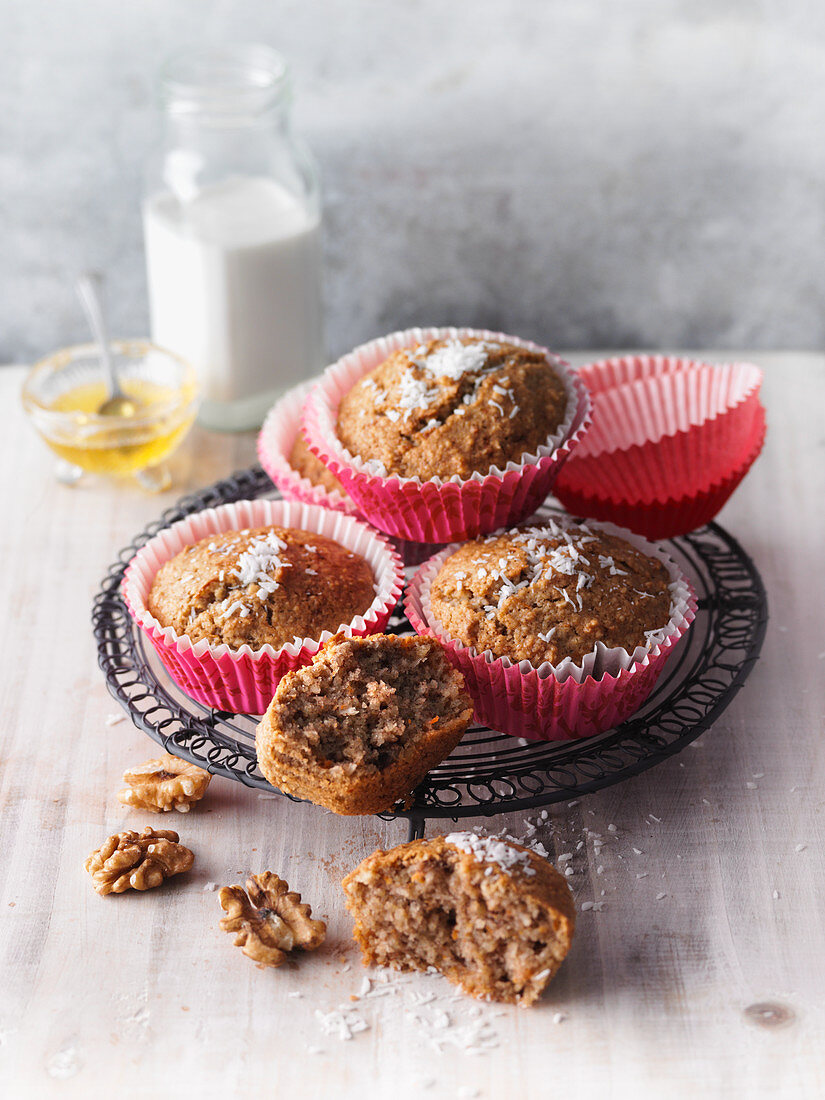 Carrot and coconut muffins walnuts