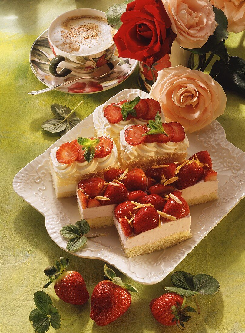 Strawberry yoghurt slices & strawberry tiramisu slices
