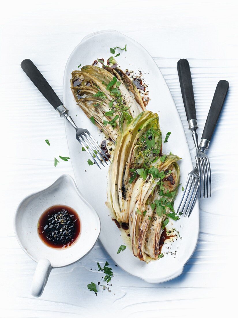 Chicory with balsamic dressing and herbs