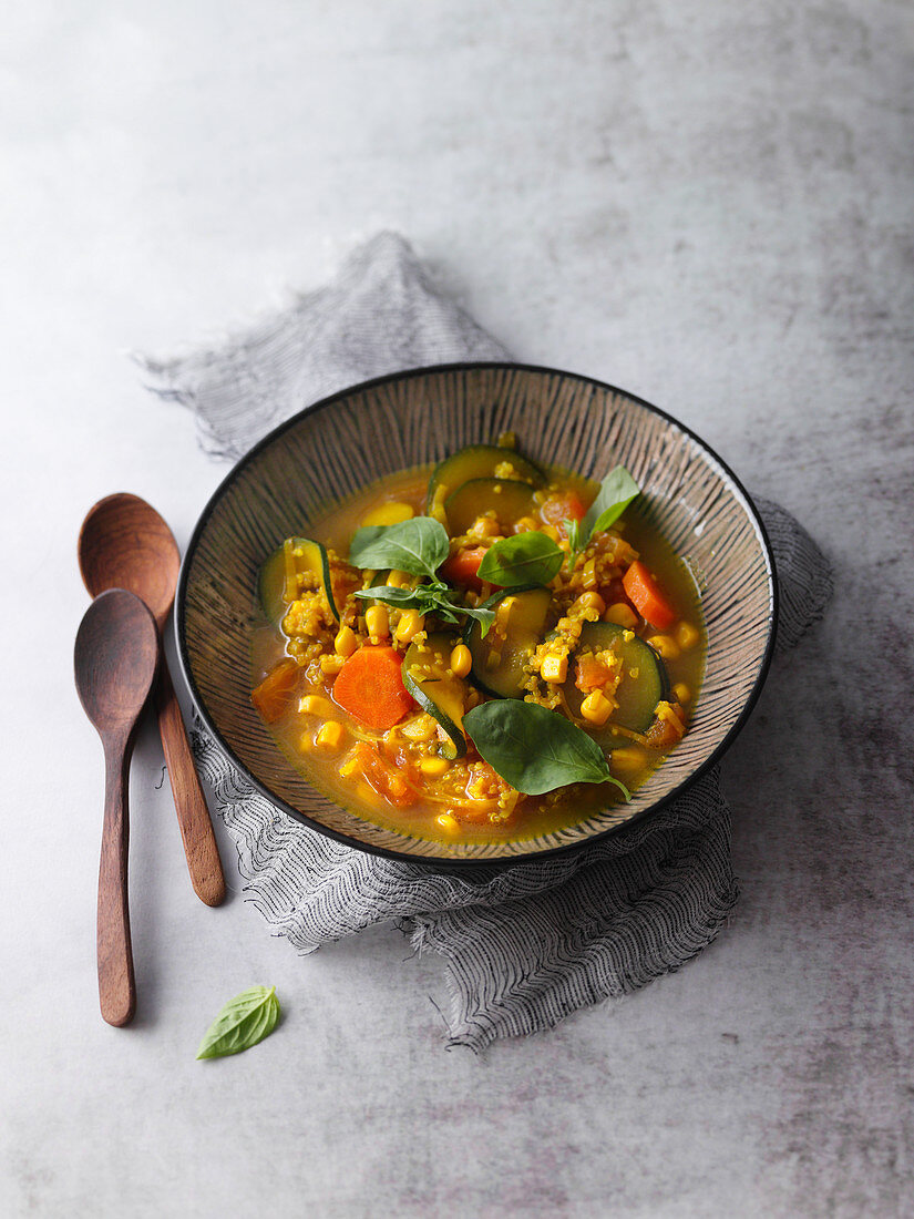 Quinoa vegetable stew with turmeric
