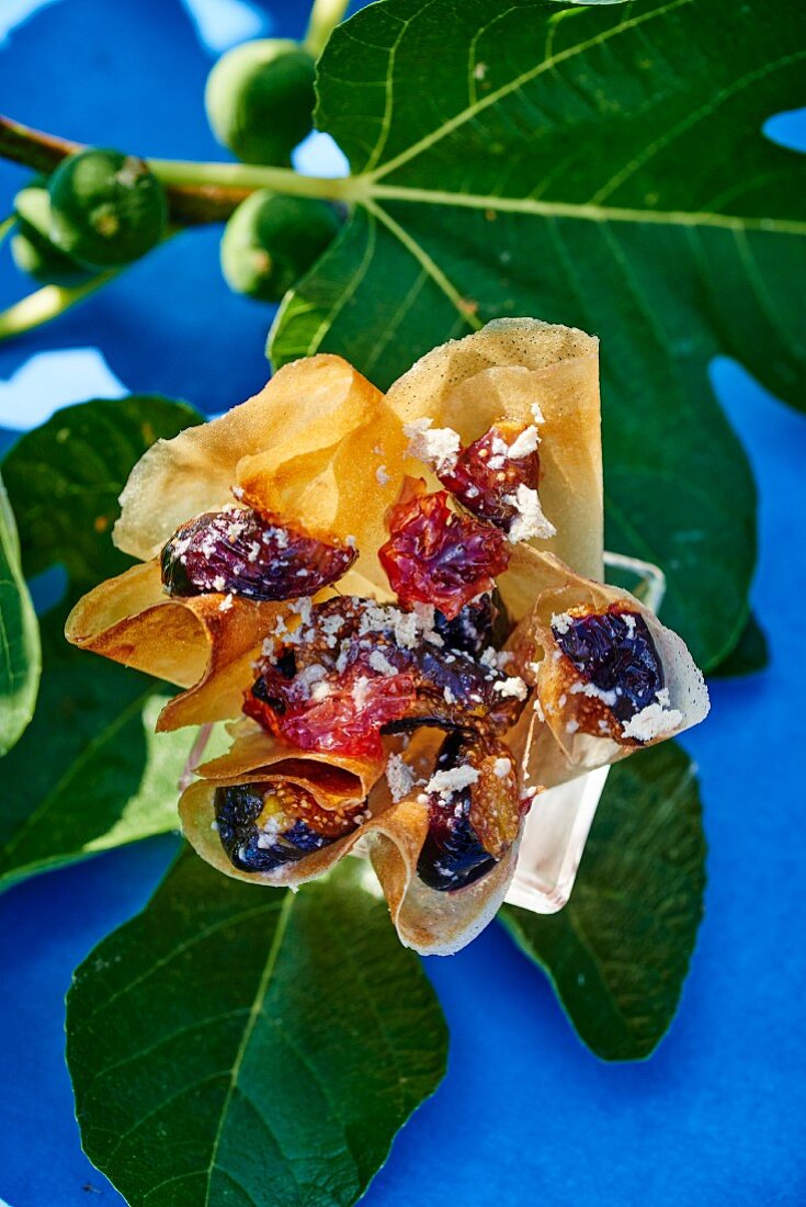 Figs in a brik pastry nest