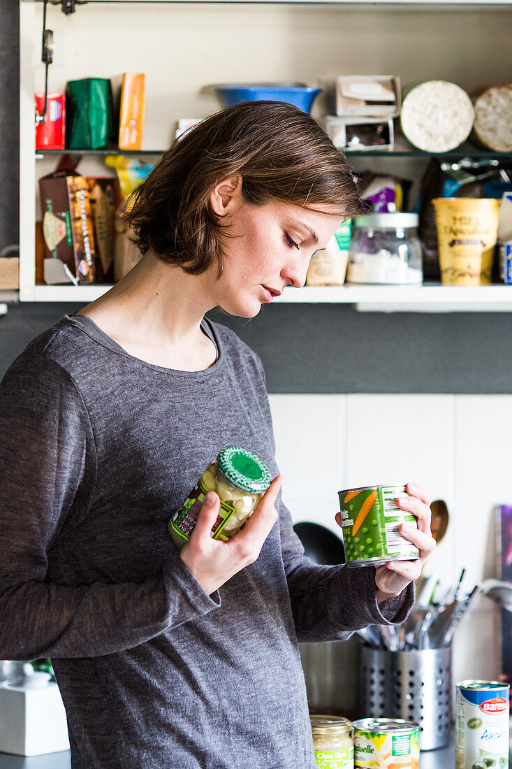 Woman checking the nutrition facts