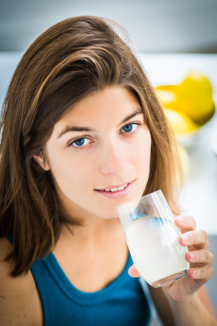 Woman drinking juice