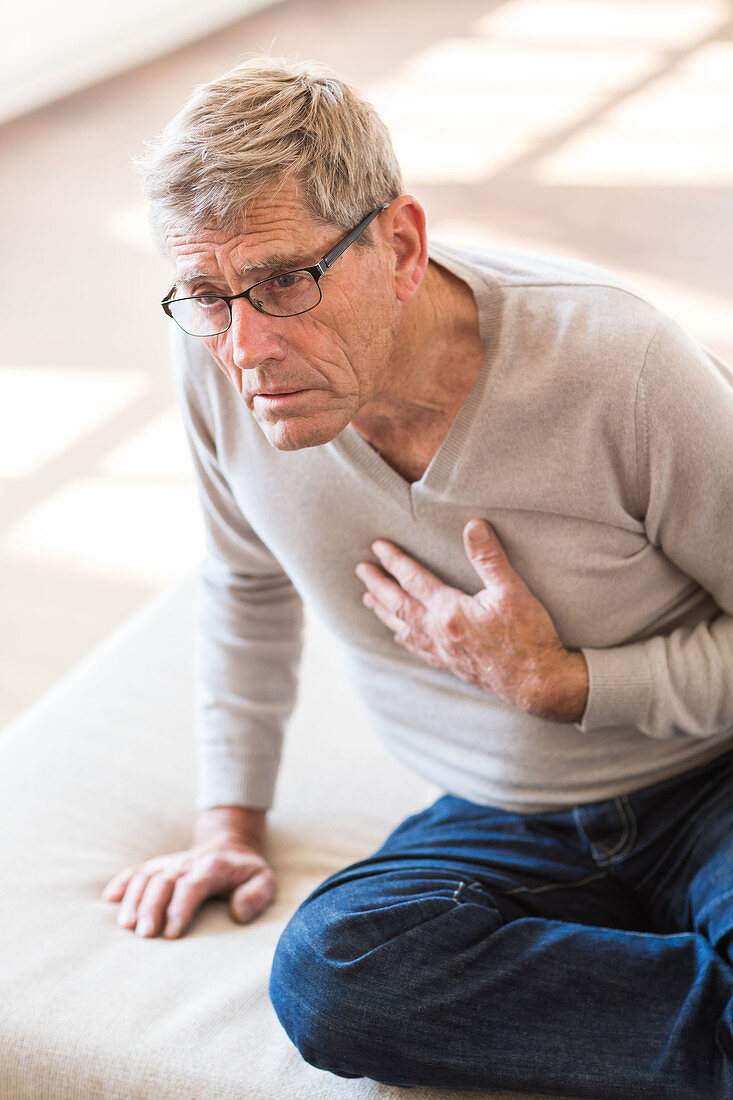 Man suffering from a mild heart attack