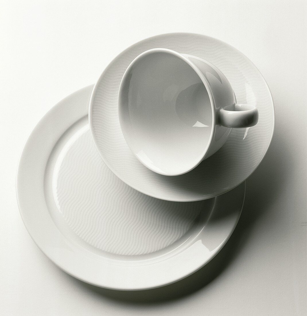 Coffee Cup and Saucer with a Dessert Plate