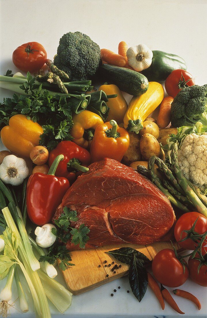 Still Life with Assorted Vegetables and Beef