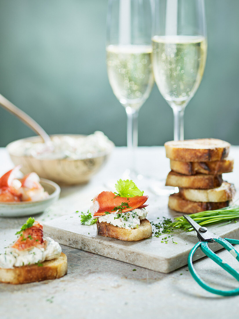 Toasts with smoked salmon