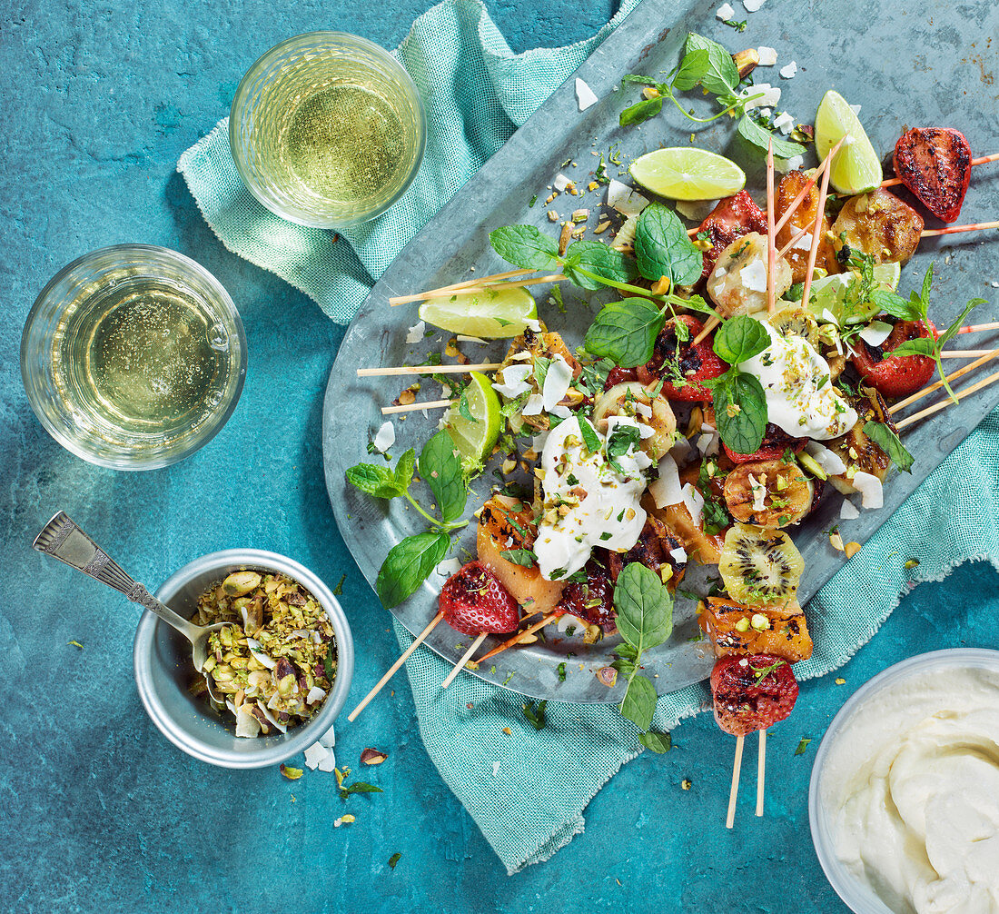 Grilled fruits on plate