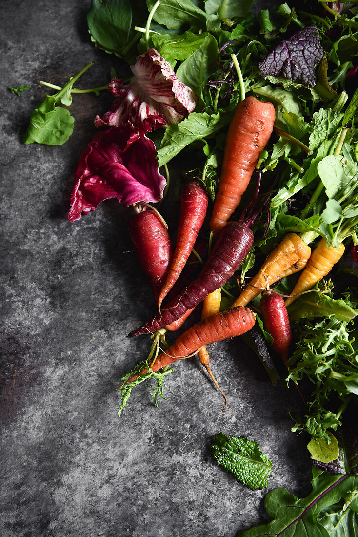 Heirloom Carrots and Greens