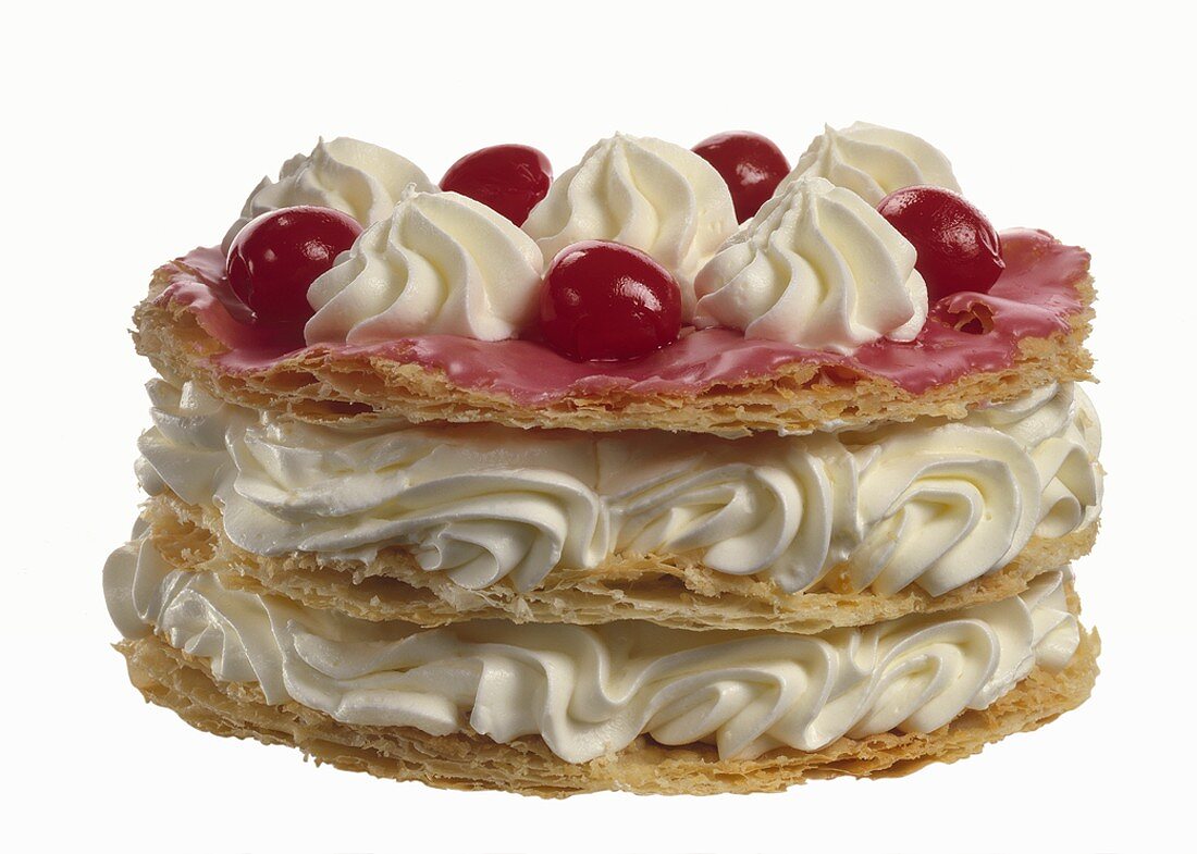 Dutch cherry gateau (layered cake with whipped cream)