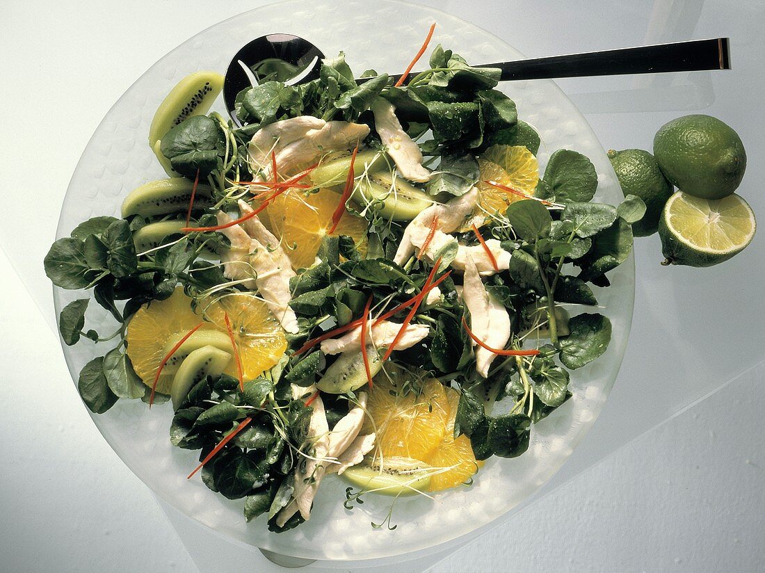 Watercress Salad with Chicken and Fruit