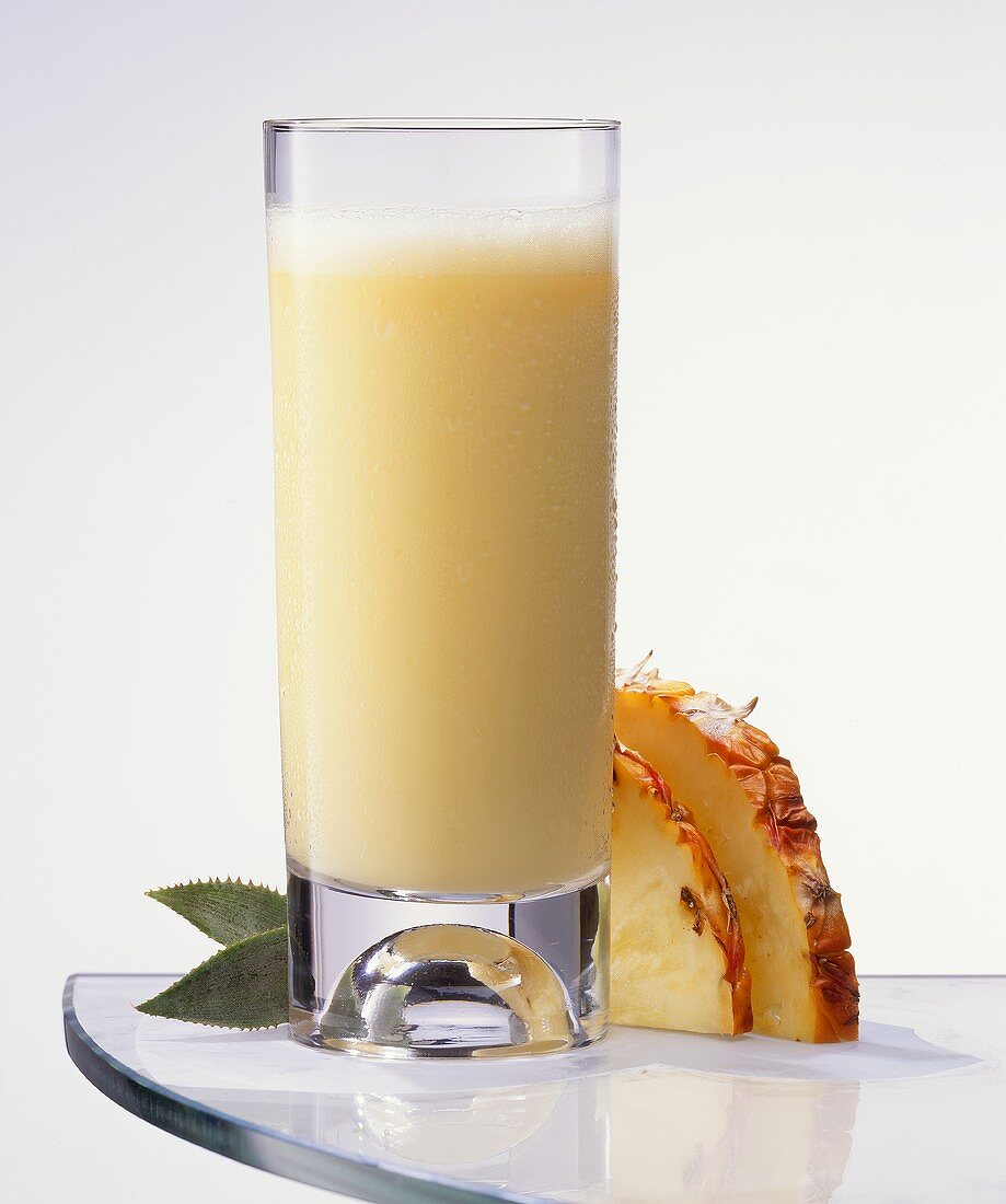 Pineapple milk shake in a glass