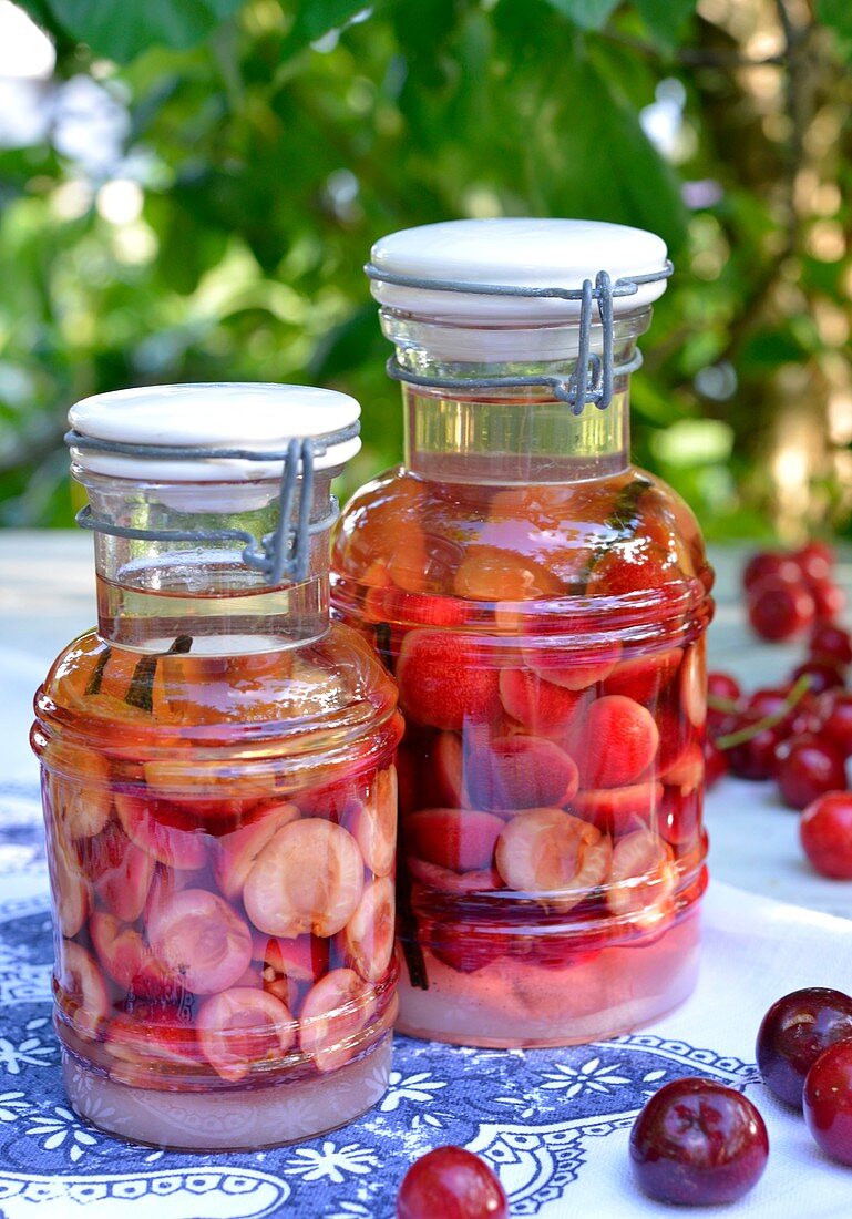 Home-made cherry liqueur