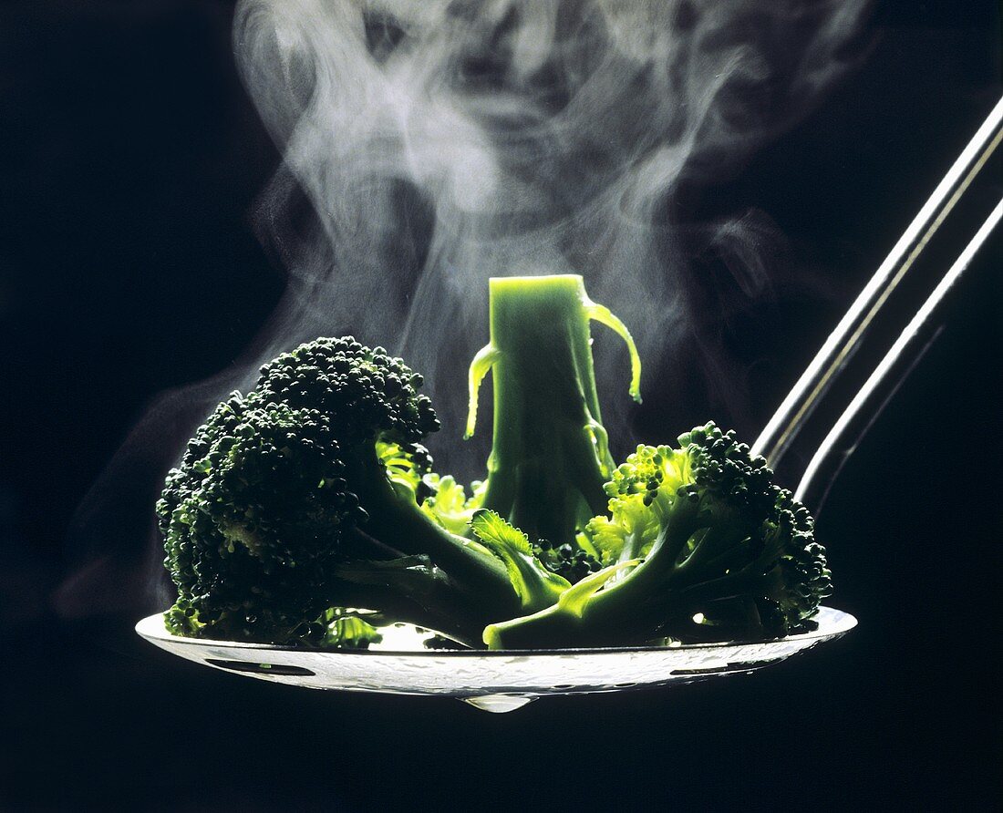Steaming Broccoli on a Slotted Spoon