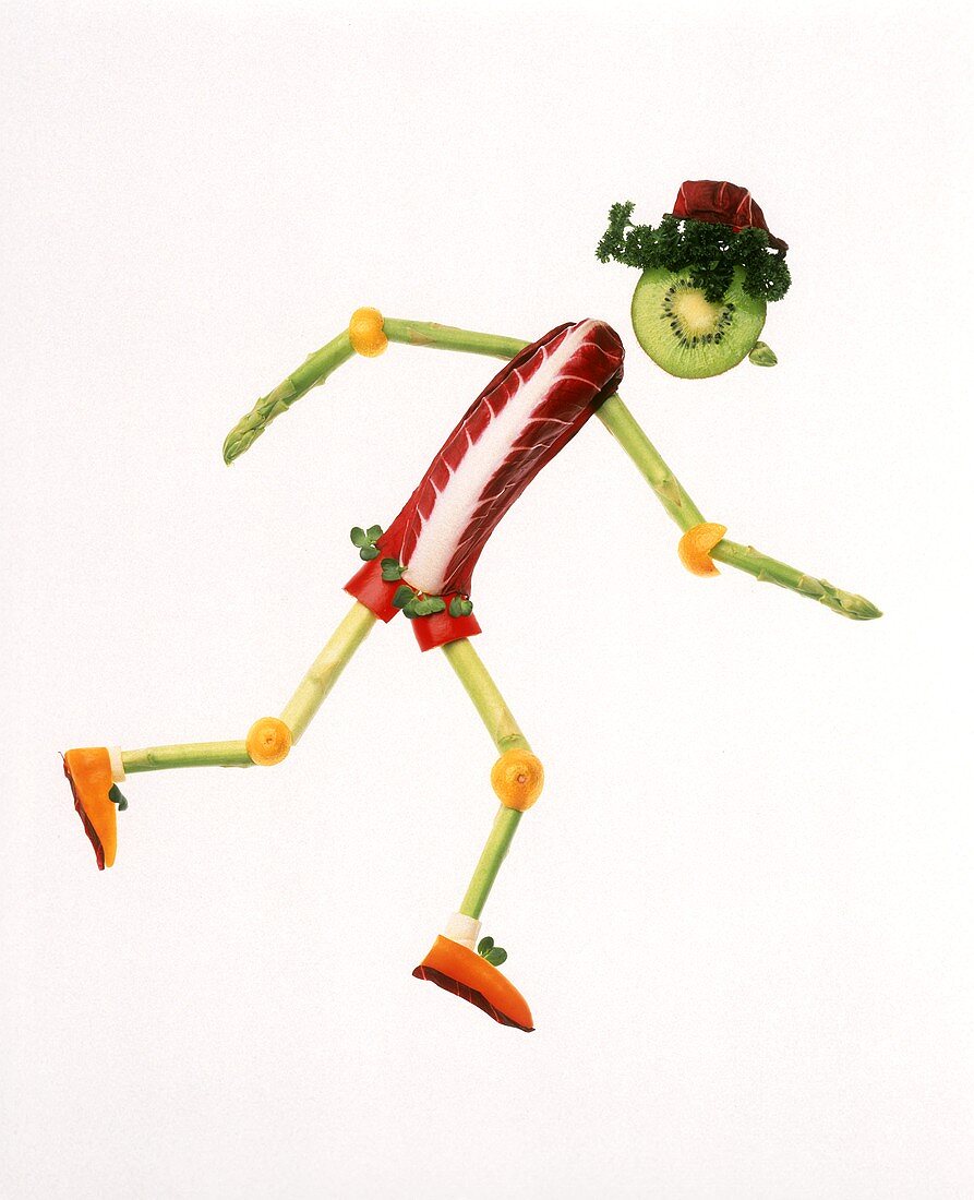 Vegetables Forming a Man Jogging