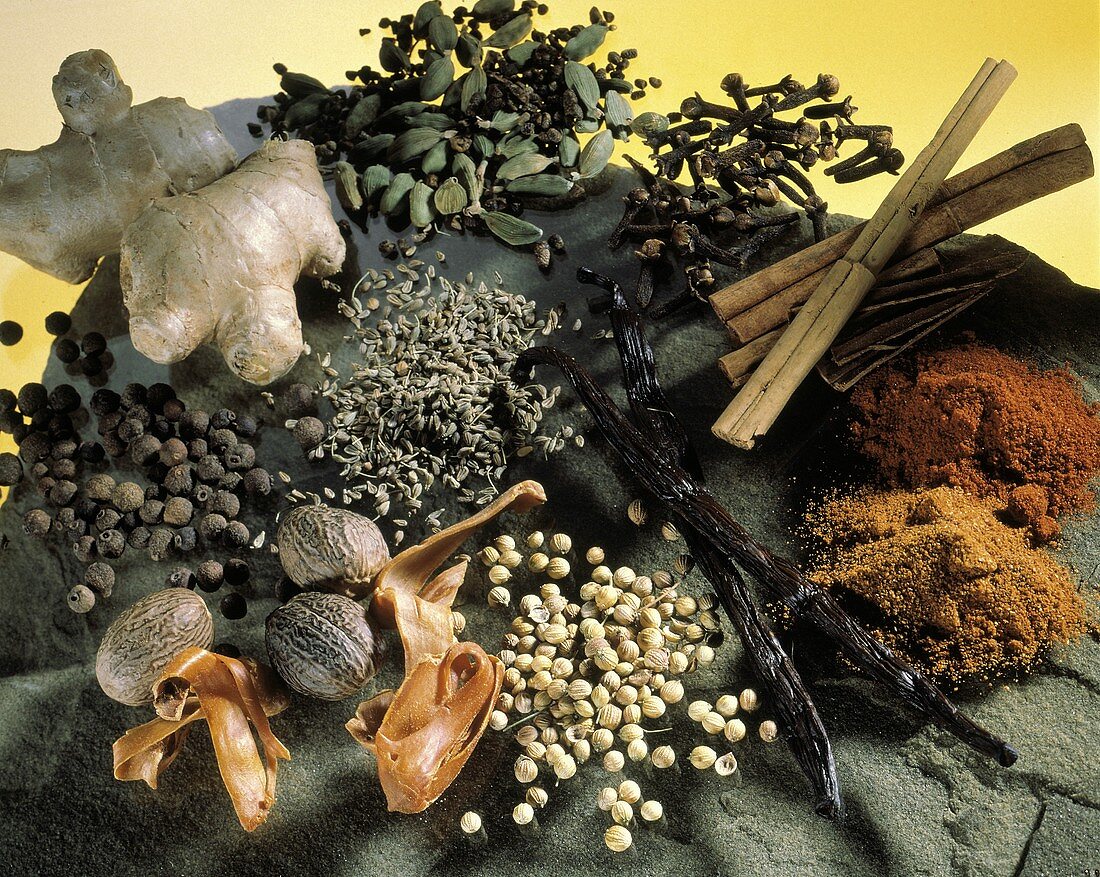 Assorted Spices on a Rock