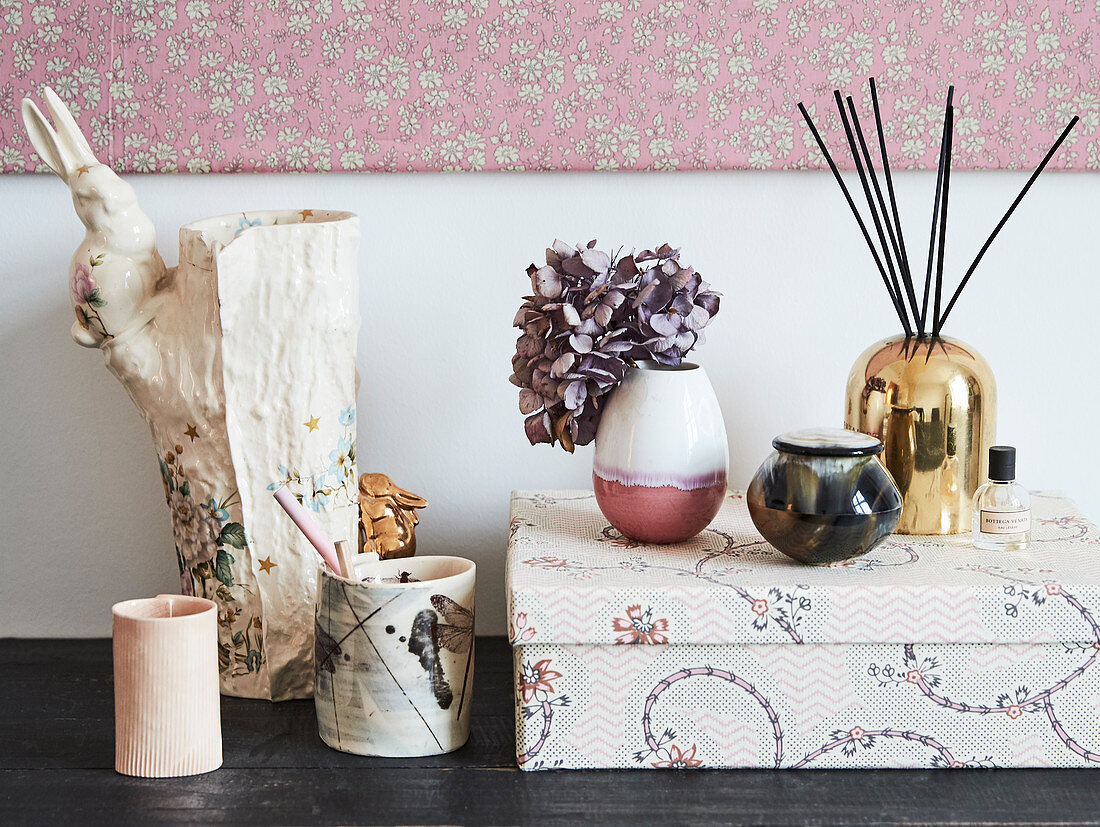 Cardboard box and vases