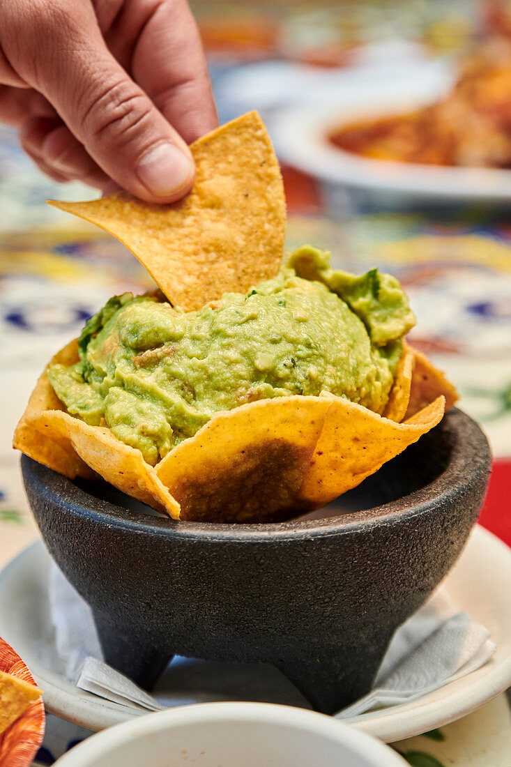 Bowl of Guacamole with Chips