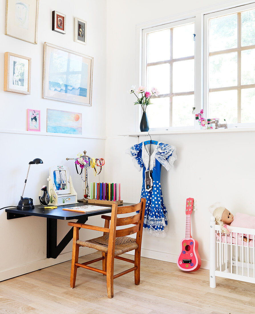 Folding desk in children's room