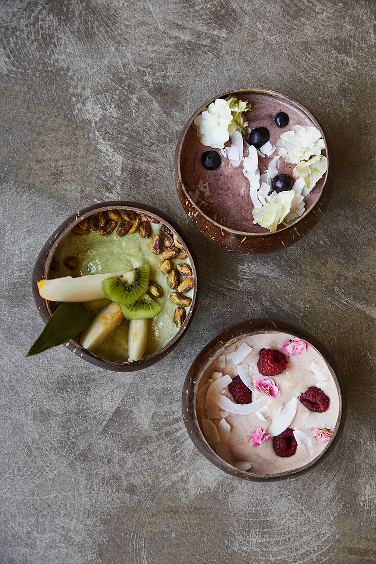 Various smoothie bowls