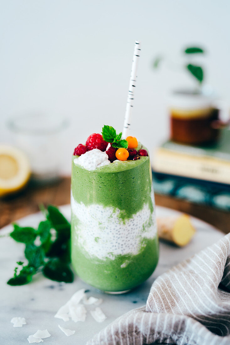 Green smoothie with berries