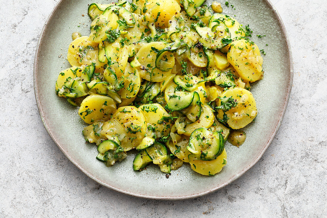 South German potato salad with gherkins