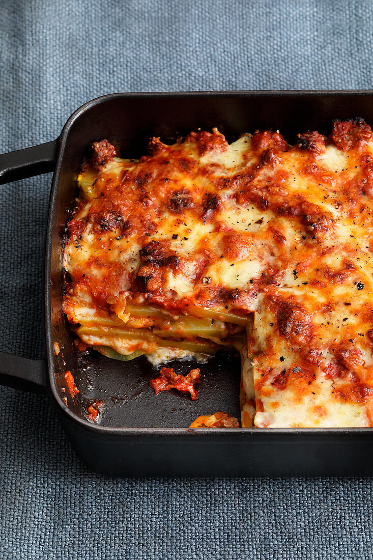 Potato lasagne with minced beef