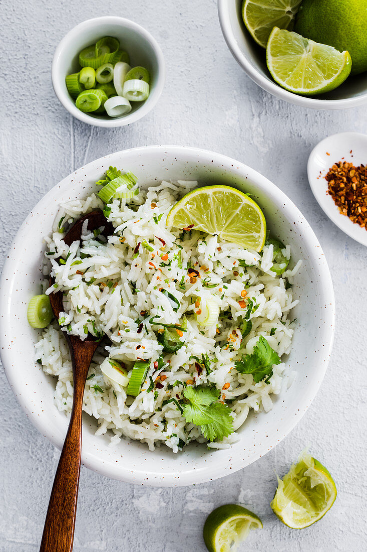 Lime and cilantro steamed rice