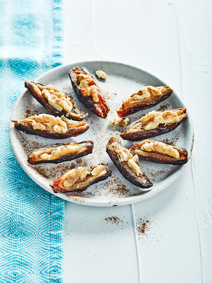 Stuffed dates with walnuts and cinnamon