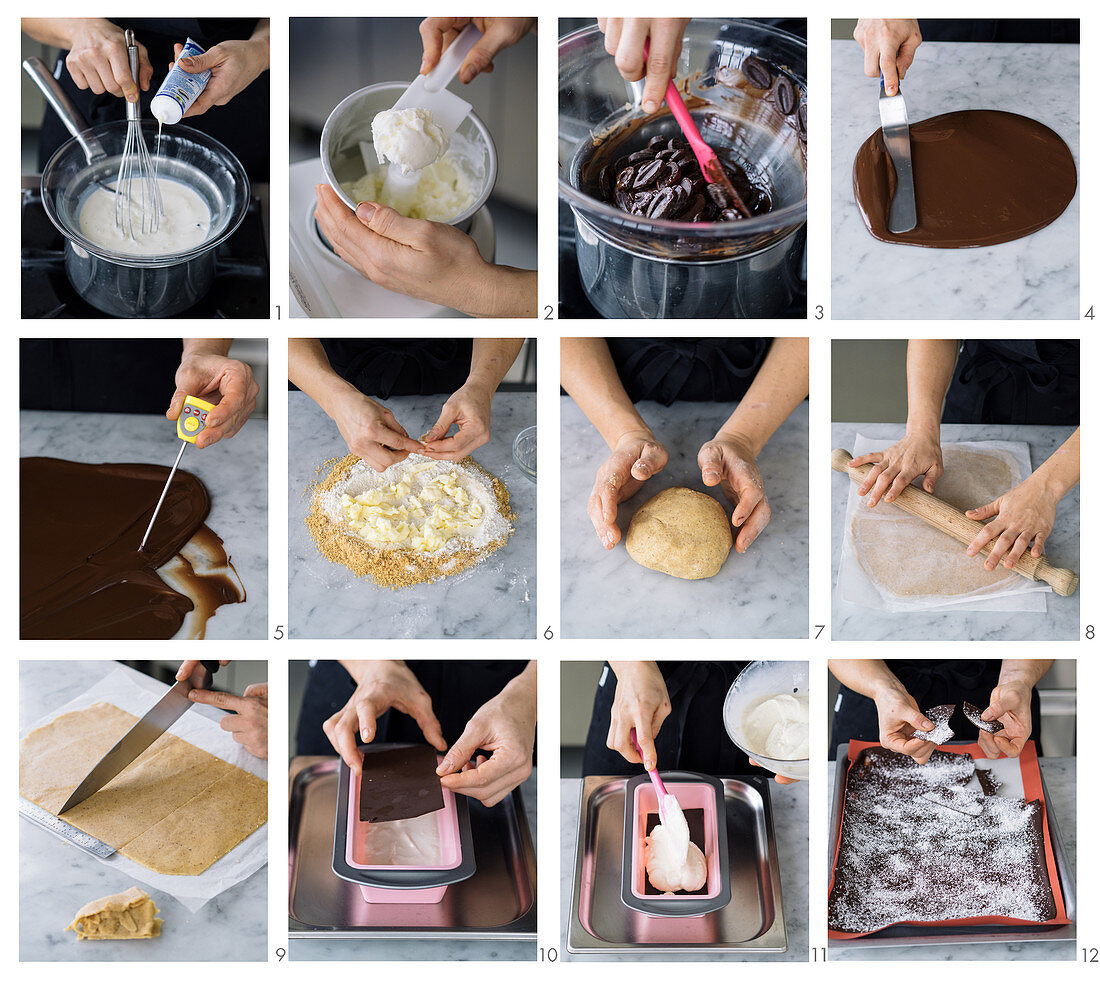 Vanilleeiskuchen mit Schokolade und Haselnuss zubereiten