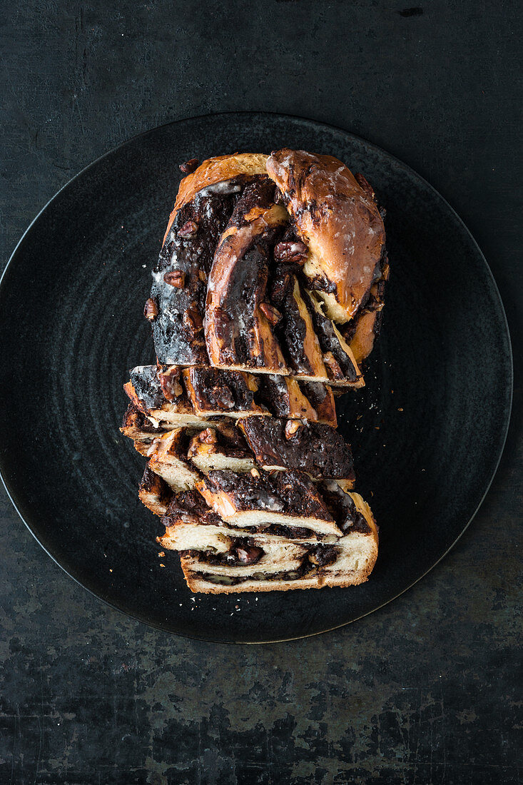 Chocolate and nut babka