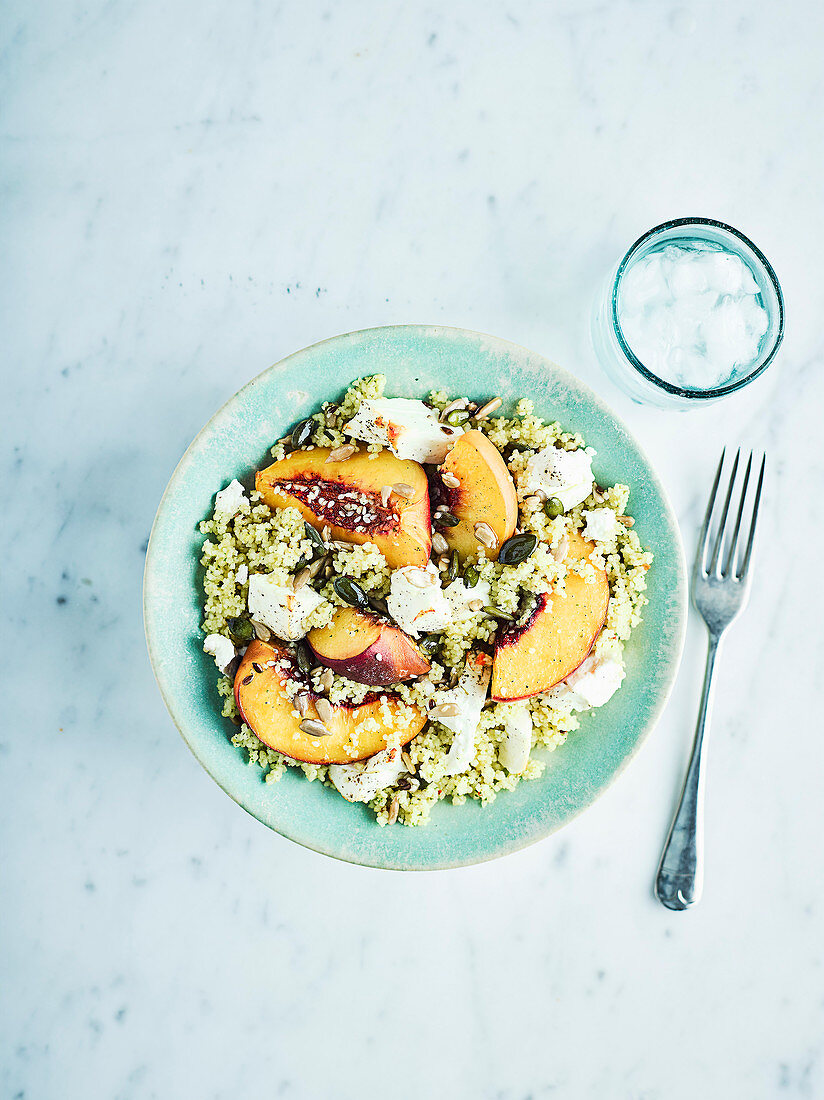Couscous with peaches and feta chesse