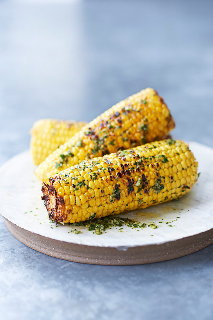 BBQ corn cobs with comte and herb butter