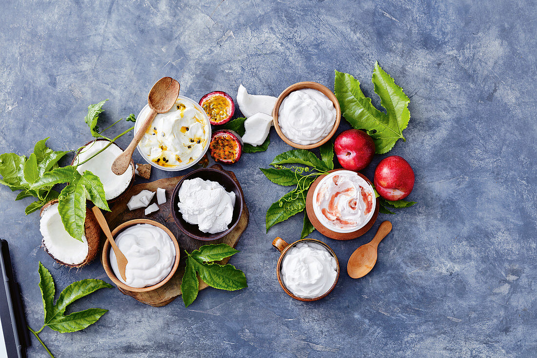 Six kinds of coconut yoghurts