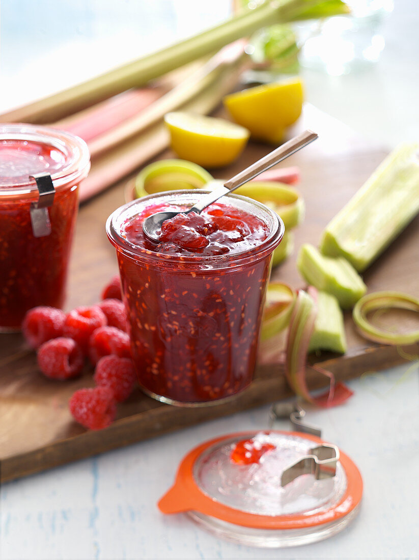 Rhubarb and raspberry jam