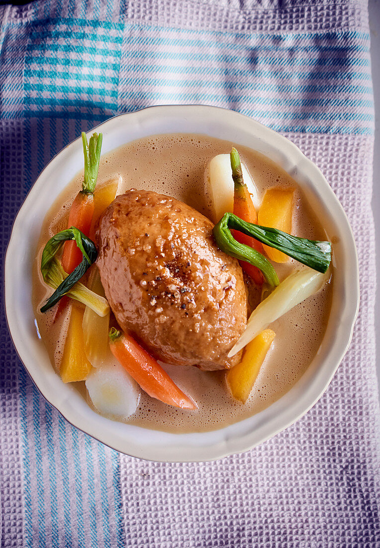 Vegetable soup with chicken dumplings